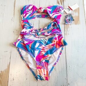 Salt + Cove Juniors' Tropical Breeze Knotted One-Piece Swimsuit